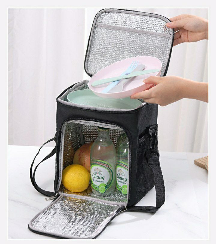 Sac à glace croisé transfrontalière sac à lunch sac à main grande capacité pique-nique carré avec sac d'isolation de riz feuille en aluminium sac d'isolation épaissis