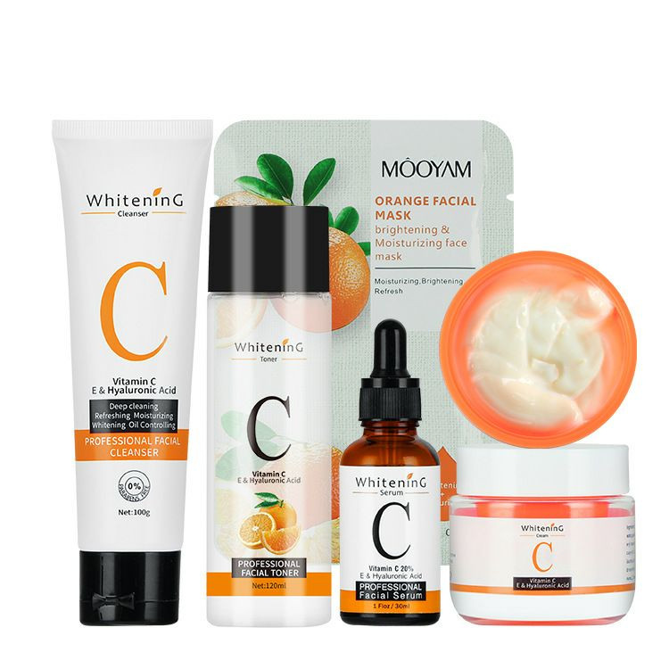 Mooyam Vitamine C Set Vitamine C Éclaircissement de la peau Éclaircissement Vitamine C Hydratage 5 pièces Vitamine C
