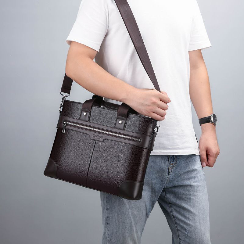 Nouveau sac à main d'affaires pour hommes, sac simple pour ordinateur portable de 14 pouces, porte-documents à bandoulière de voyage texturé