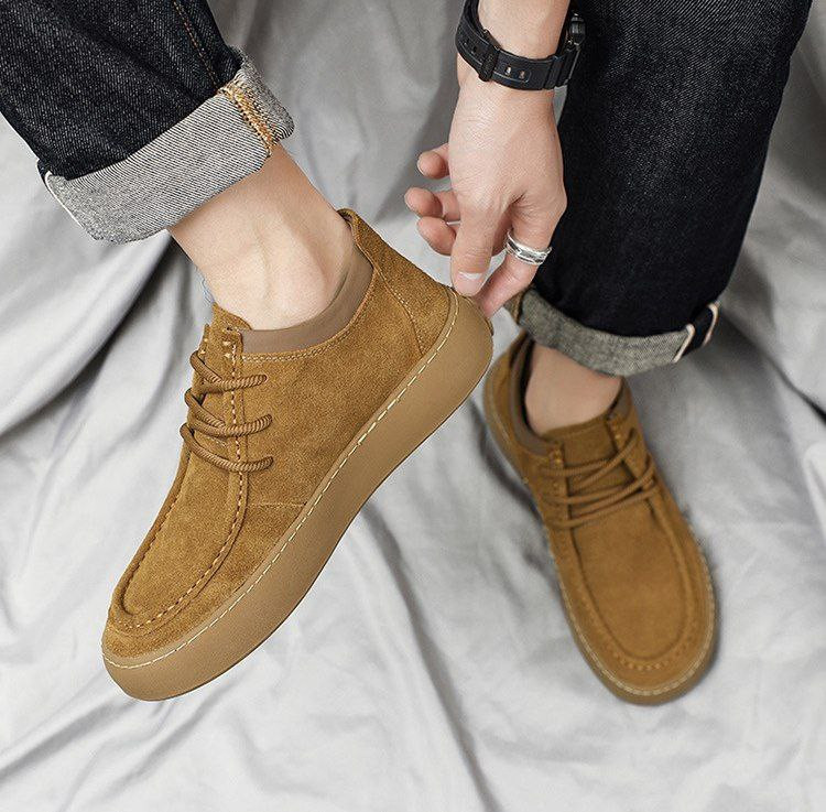 Chaussures décontractées, bottes Martin à lacets, cuir véritable, baskets rétro tendance, nouvelles chaussures basses givrées anti-velours