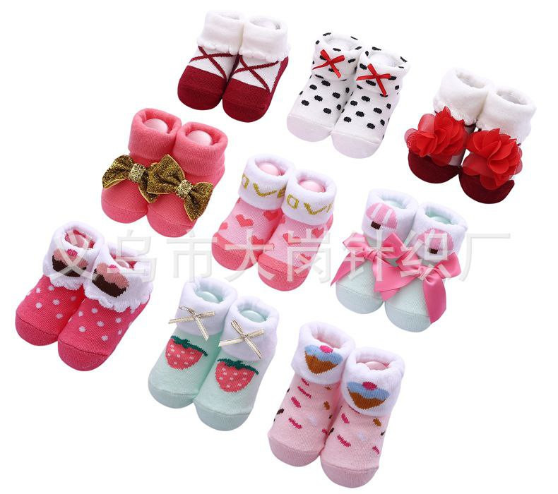 Mignon chaussettes pour enfants arc transfrontalier princesse rayé bébé chaussettes boîte-cadeau